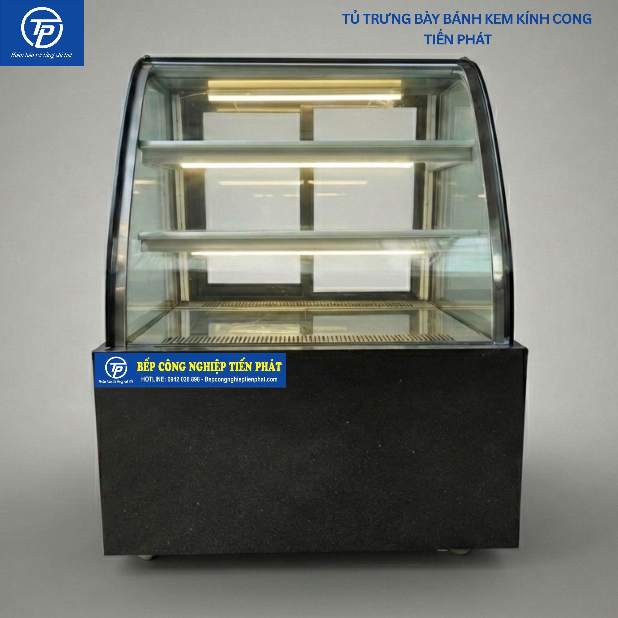 Tủ Trưng Bày Bánh Kem Kính Cong 3 Tầng 90cm